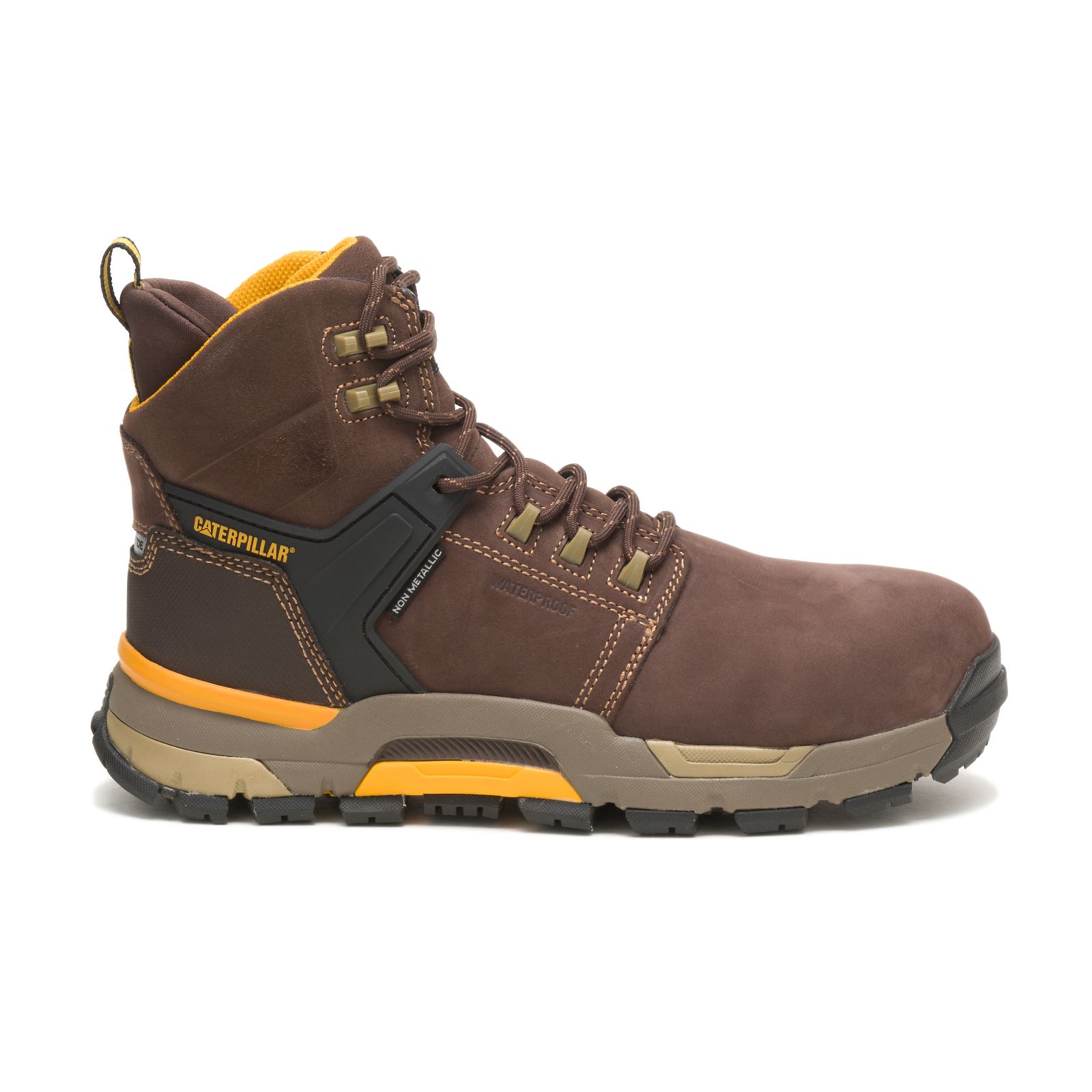 Coffee Caterpillar Cat Edge Waterproof Nano Toe Men's Work Boots | Cat-527943
