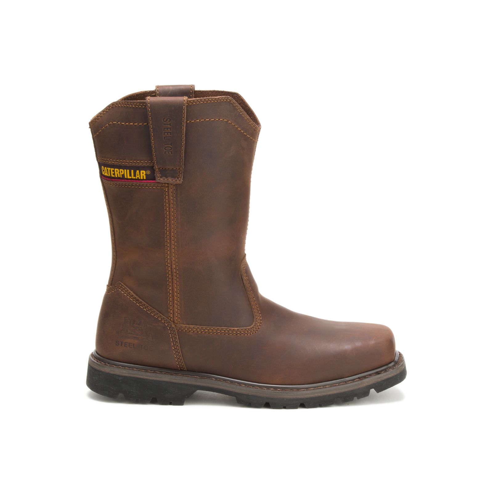 Dark Brown Caterpillar Wellston Pull On Steel Toe Men's Steel Toe Boots | Cat-480792